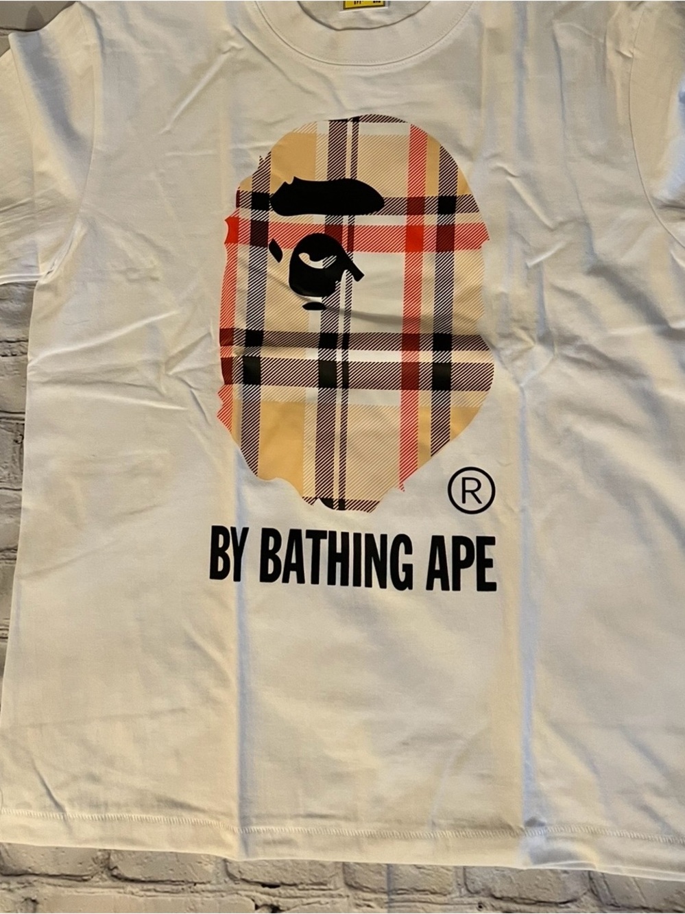 Bape graphic White Plaid T-Shirt
